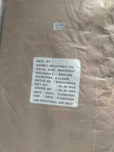 Ethylene Glycol Mono Stearate - White Flakes 55-60Â°C Melting Point 1.02 g/cmÂ³ Density pH 5-7 Ideal Storage in Cool Dry Place 25 kg Bags