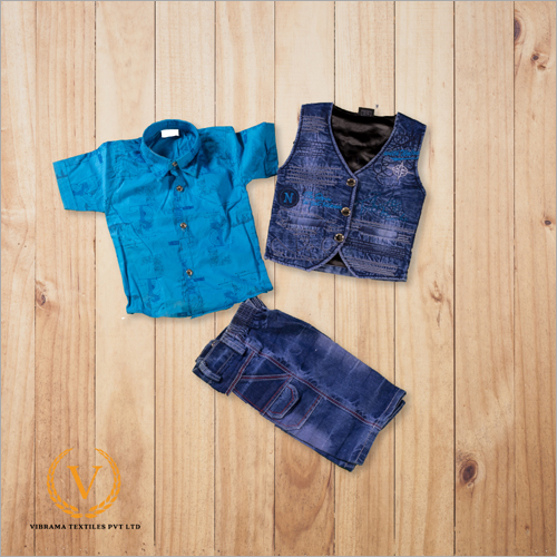 Blue Shirt With Jacket And Jeans Short Age Group: Kids