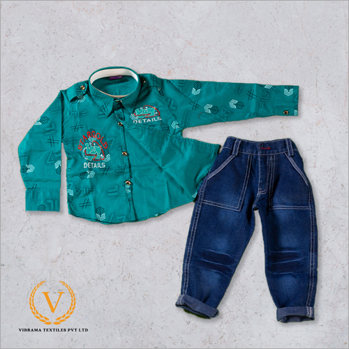 Turquoise Green Shirt With Jeans Gender: Boys