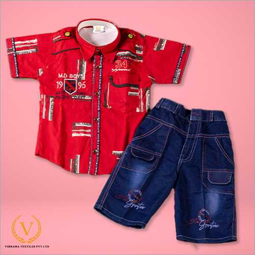 Red Shirt With Jeans Short Age Group: Kids