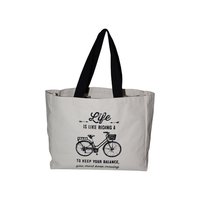 Cotton Web Handle Fashion Promotion Use Canvas Shopping Bag - 12 Oz Natural Canvas, 33 H X 40 W X 15 Cm, Open Closure, Re-usable, Eco-friendly, Moq 500 Pcs