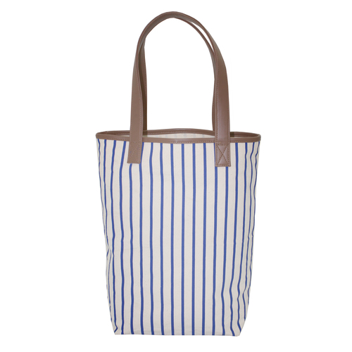 Pu Trimmed Handle Natural Canvas Tote Bag