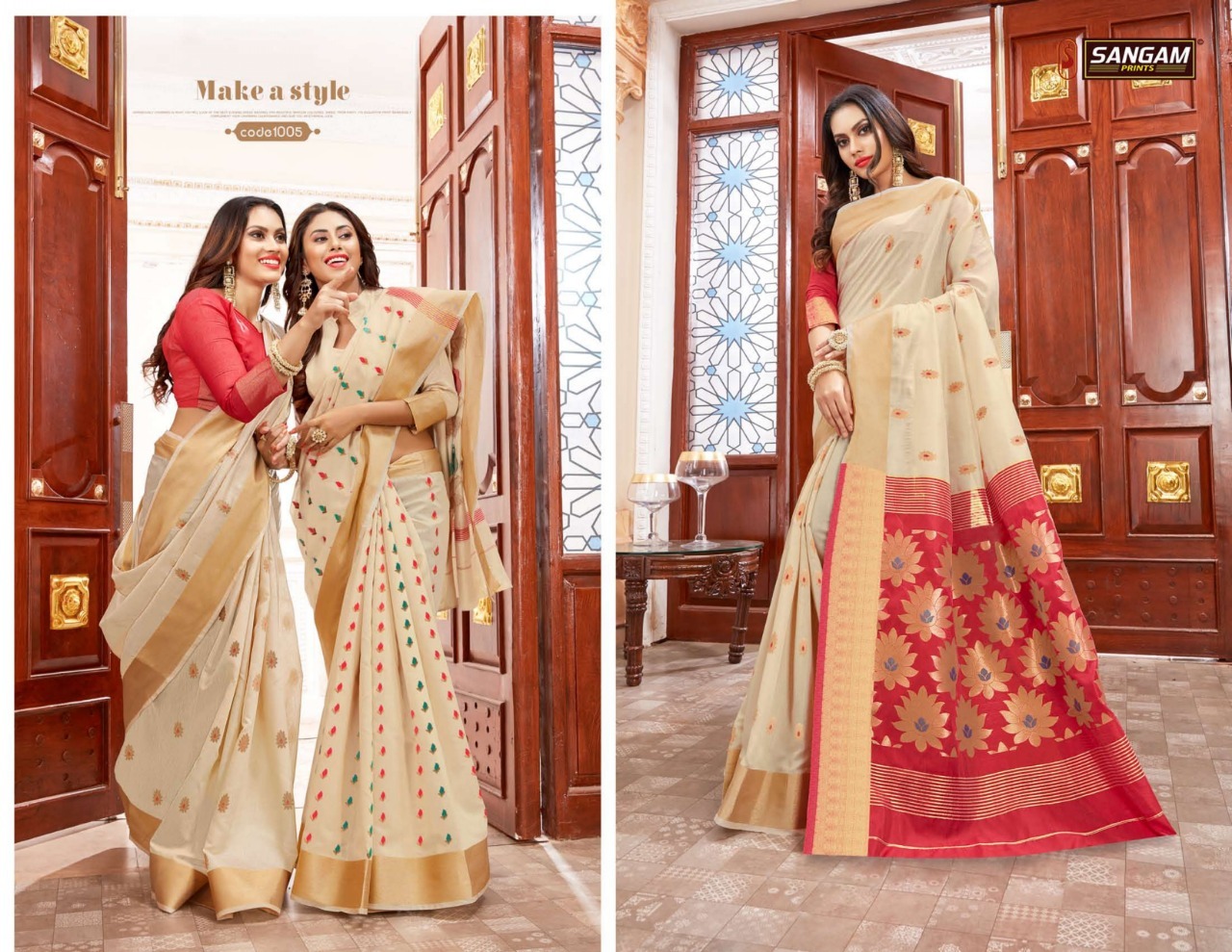 Sangam Prints Kochi Handloom Silk Printed Saree Catalog