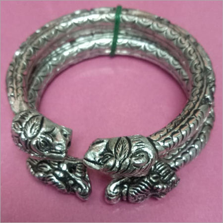 Polished 925  Silver Oxidised Men Kada