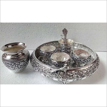 Pure Silver Oxidised Design Pooja Items