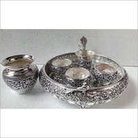 Pure Silver Oxidised Design Pooja Items