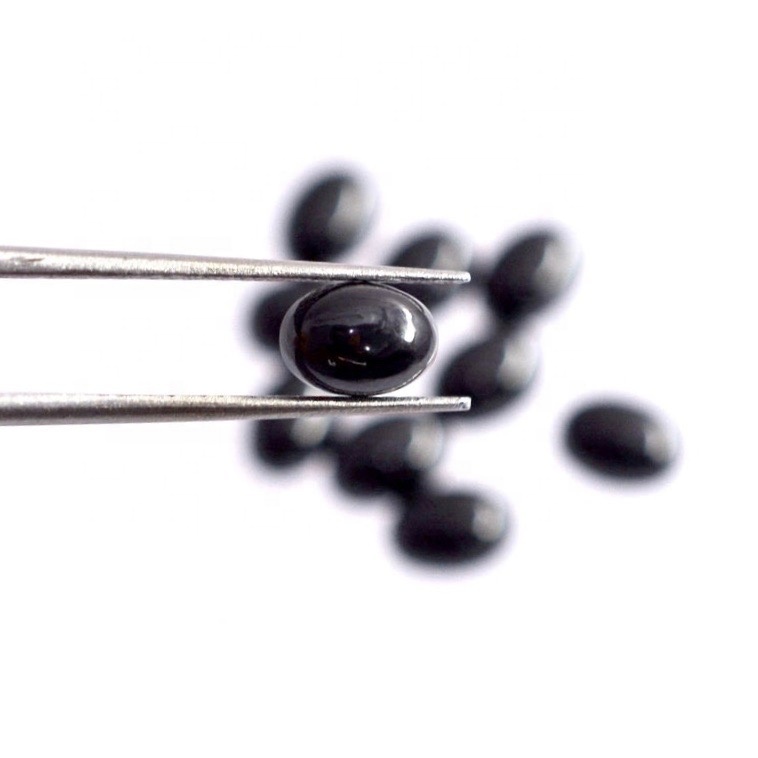 5x7mm Black Spinel Oval Cabochon Loose Gemstones