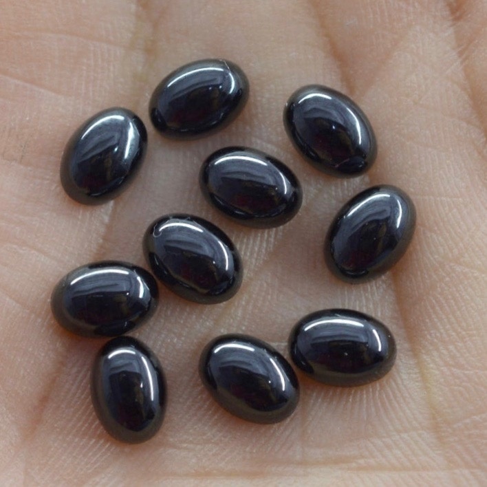 7x9mm Black Spinel Oval Cabochon Loose Gemstones