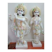 Beautiful Pure Marble Radha Krishna Idol - 12 To 72 Inches, Polished Finish, Multicolor Love Theme For Garden And Home Decoration