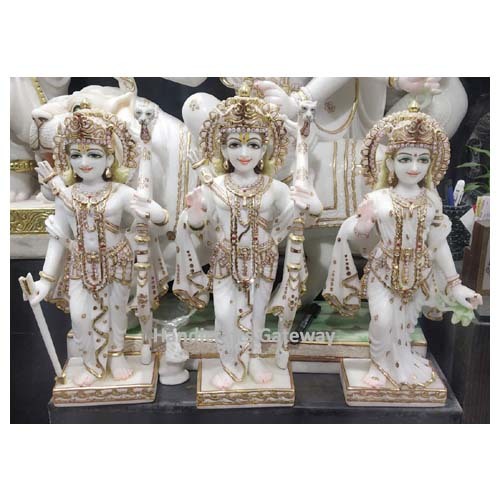 White Very Antique Marble Ram Darbar Sculpture For Home Decorative
