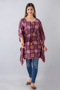 Purple Cotton Printed Kaftan - Cotton Material, Sizes M, L, S, Xl, Xxl, Purple Color | Comfy Fabric, All-season Wear, Dry Clean & Washable