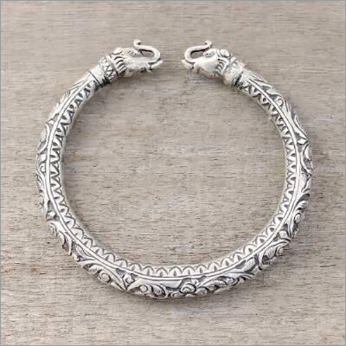 Pure Silver Antique Elephant Jaipuri Bangles