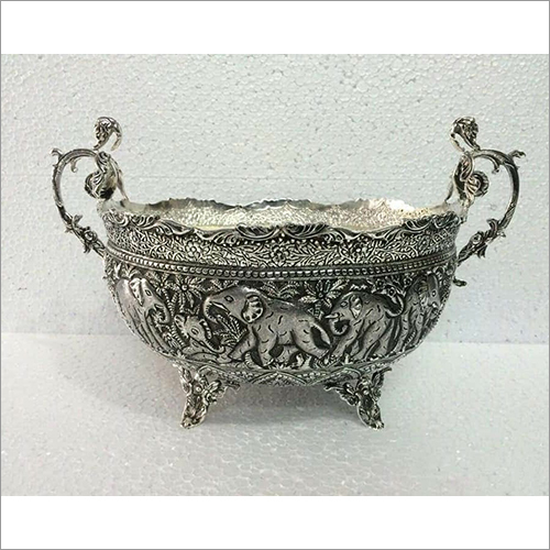 Pure Silver Oxidised Design Fruit Bowl