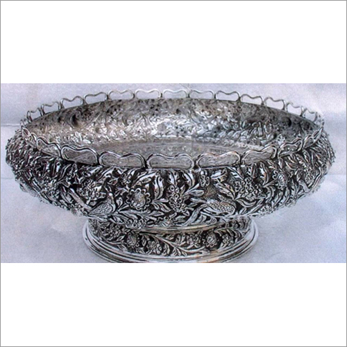 Silver Oxidised Antique Round Bowl