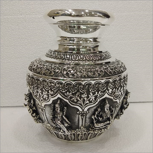 Sterling 925 Silver Oxidised Handicraft Kalash