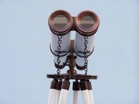 Binocular and Telescope Floor Standing Admirals Bronzed With White Leather Binoculars