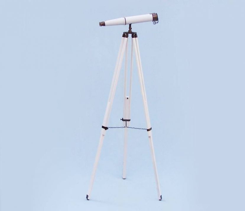 Binocular and Telescope Floor Standing Admirals Bronzed With White Leather Binoculars