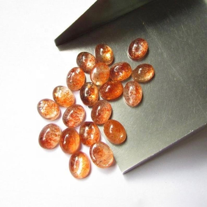 6x8mm Sunstone Oval Cabochon Loose Gemstones
