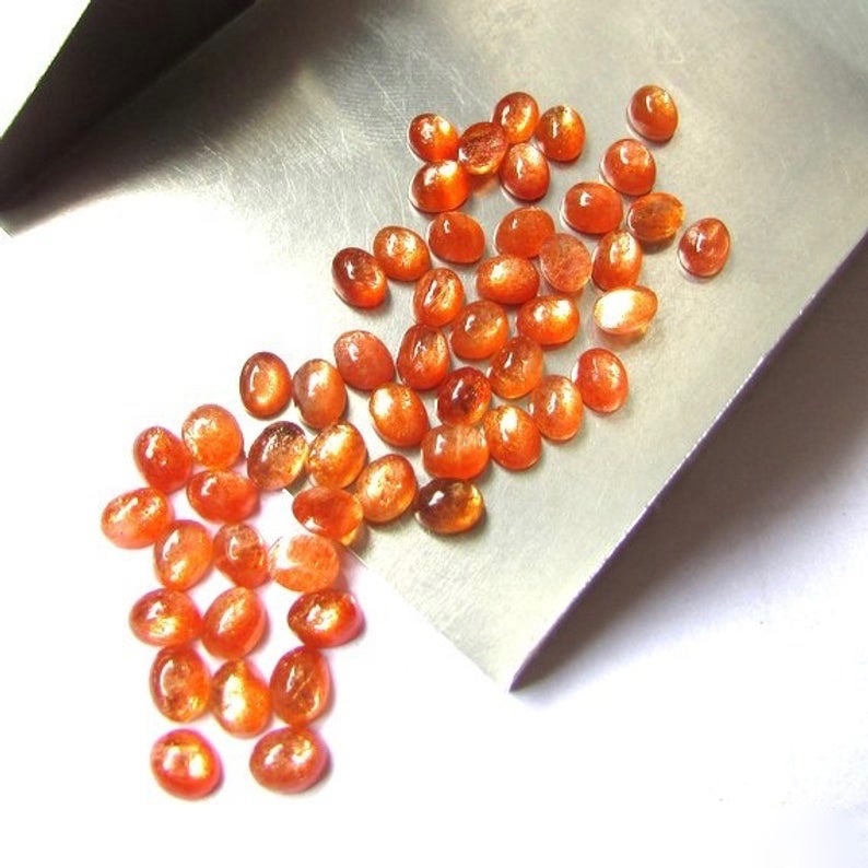 6x8mm Sunstone Oval Cabochon Loose Gemstones