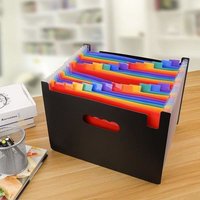 24 Pocket Rainbow Expanding Folder - Polypropylene, A4 Size, Multicolor, Water-resistant | 24 Writable Tabs, Portable Handle, Snap Button Closure