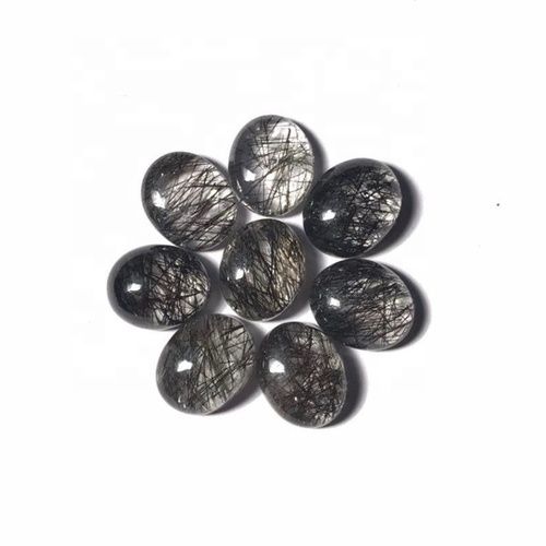 10x12mm Black Rutilated Quartz Oval Cabochon Loose Gemstones