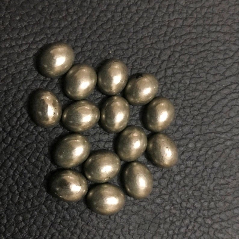 8x10mm Pyrite Oval Cabochon Loose Gemstones