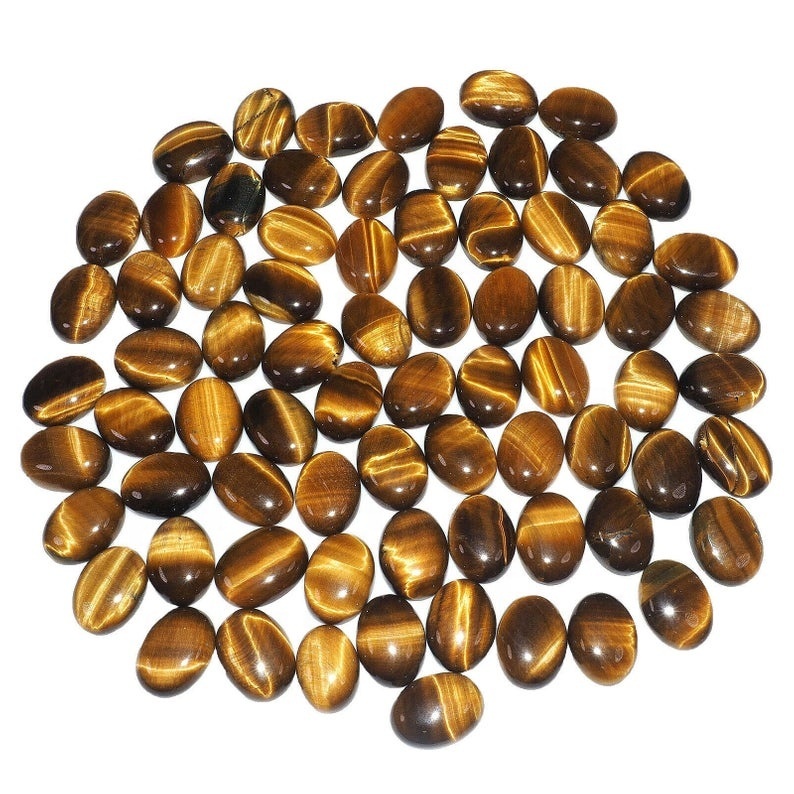 6x8mm Tiger Eye Oval Cabochon Loose Gemstones