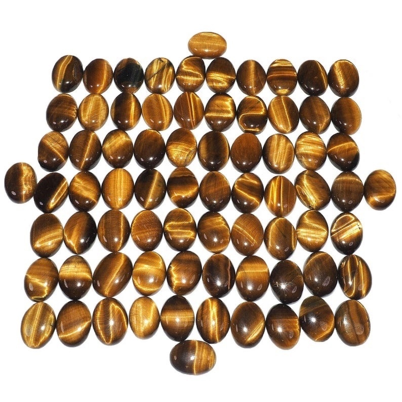 6x8mm Tiger Eye Oval Cabochon Loose Gemstones