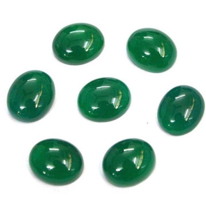 5x7mm Green Onyx Oval Cabochon Loose Gemstones