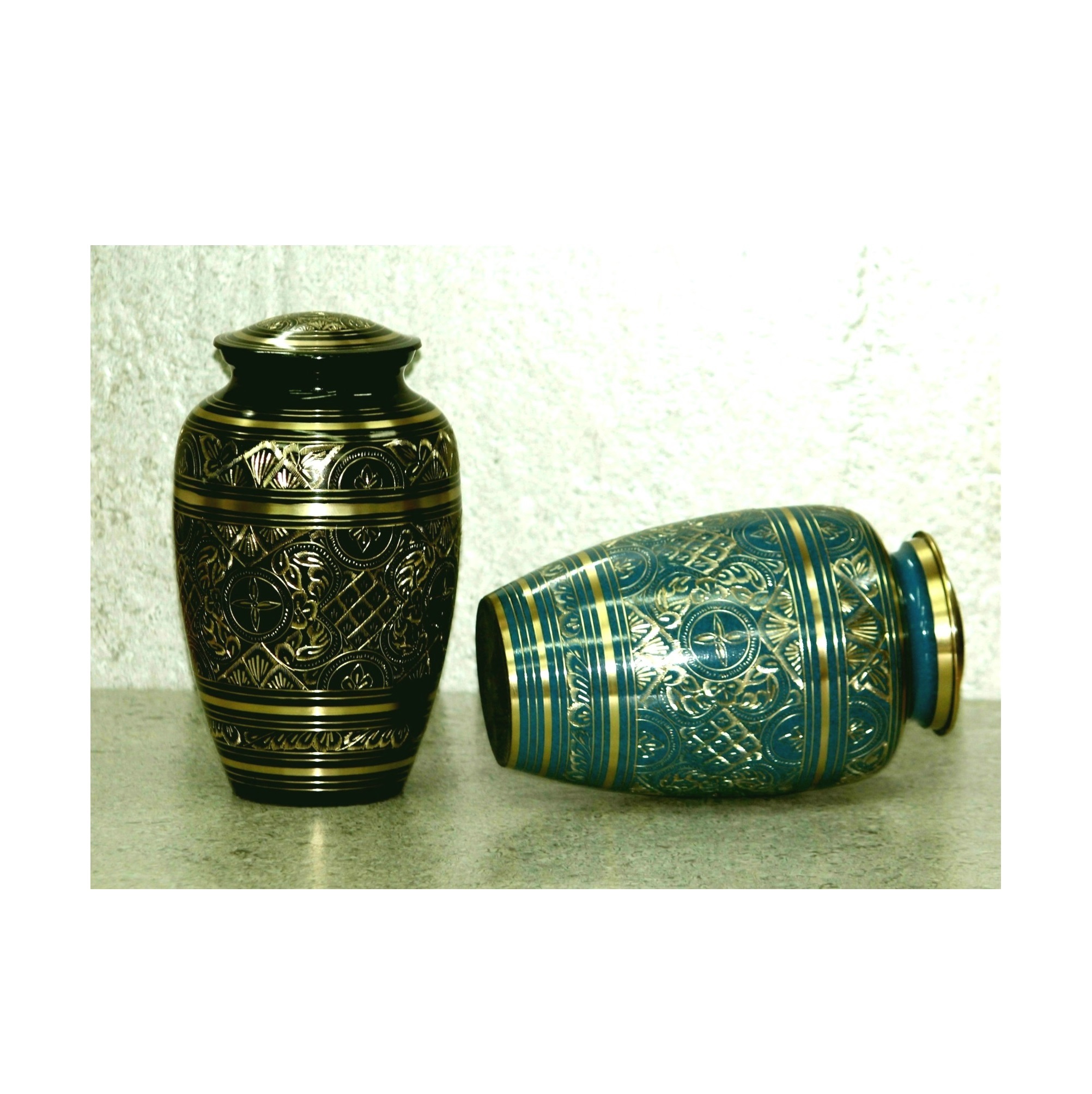 Classic Blue Engraved Urn