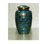 Classic Blue Engraved Urn