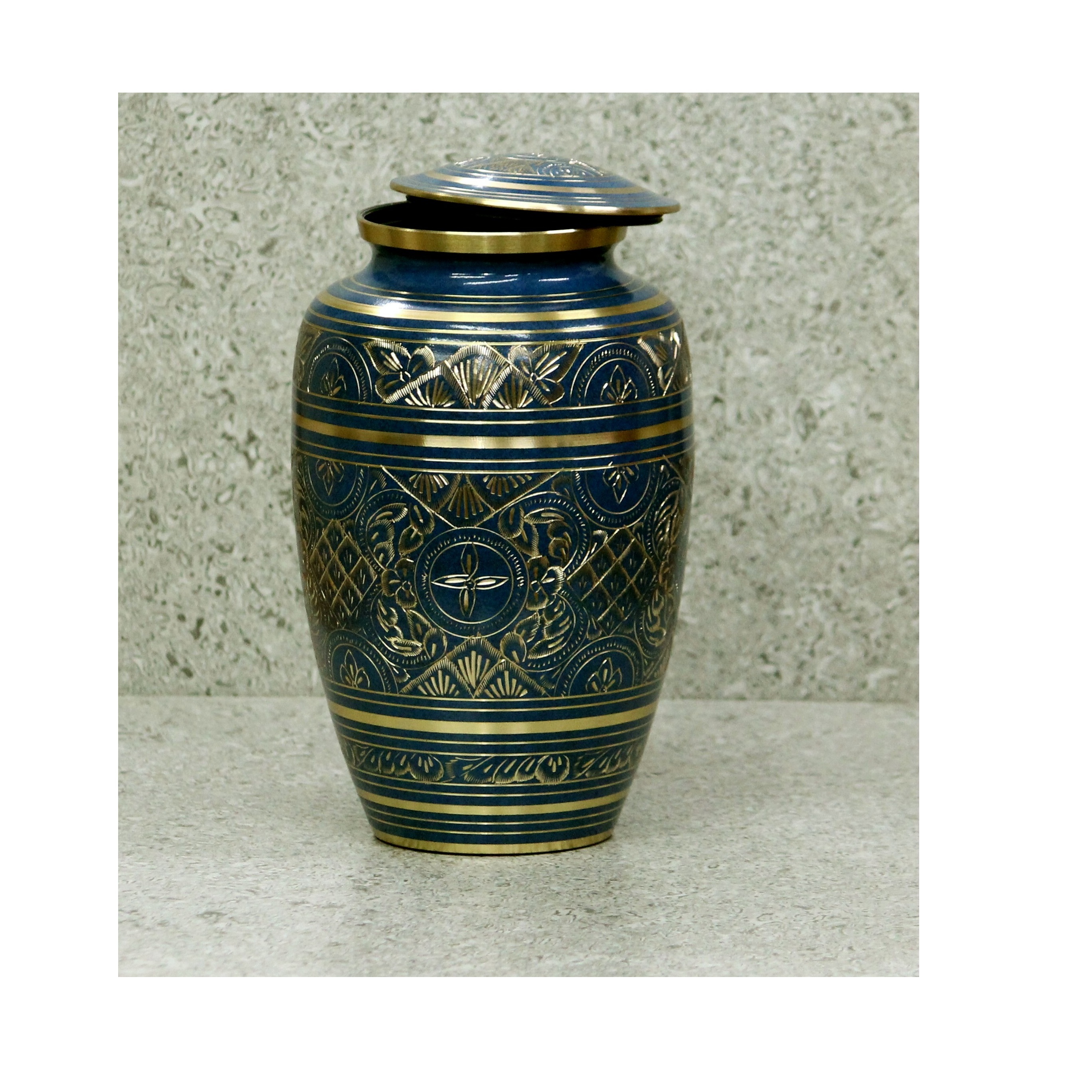 Classic Blue Engraved Urn