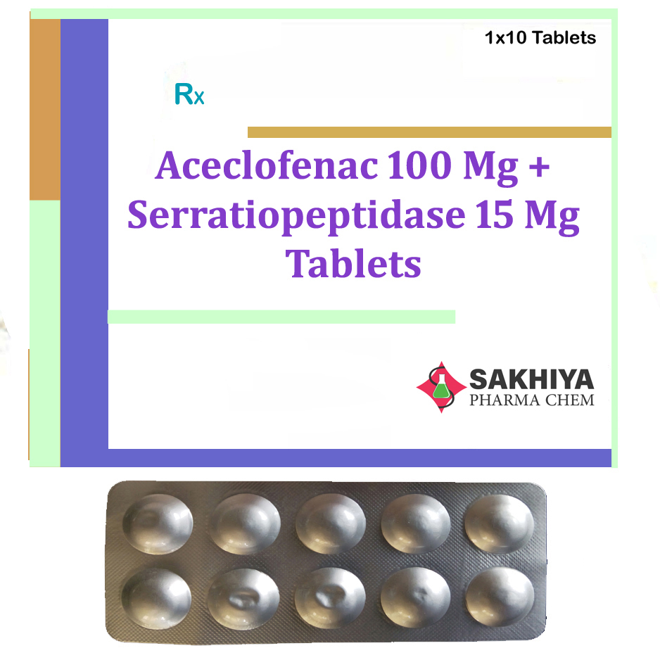 Aceclofenac 100 Mg + Serratiopeptidase 15 Mg Tablets