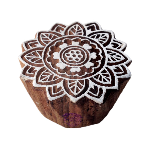 Round Mandala Wooden Block Printing Stamps