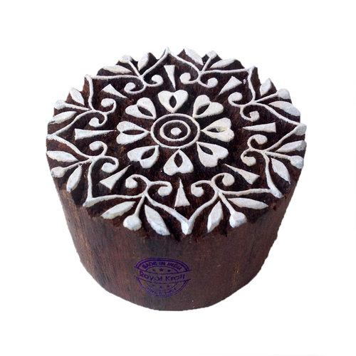 Round Floral Wooden Block Printing Stamps