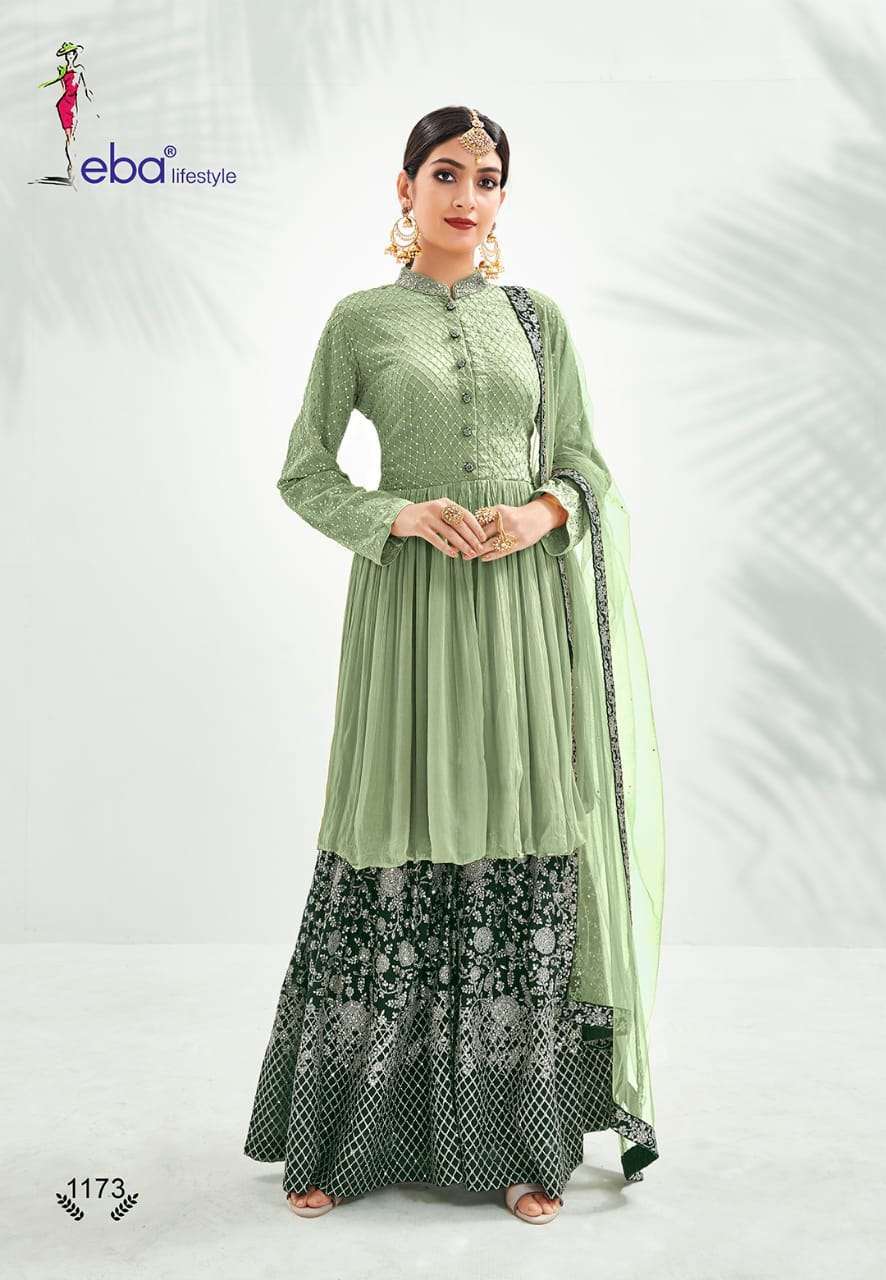 Eba Lifestyle Classic Gold Chinon With Embroidery Work With Diamond Salwar Suit Catalog
