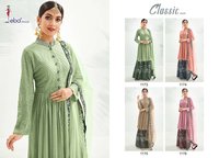 Eba Lifestyle Classic Gold Chinon With Embroidery Work With Diamond Salwar Suit Catalog