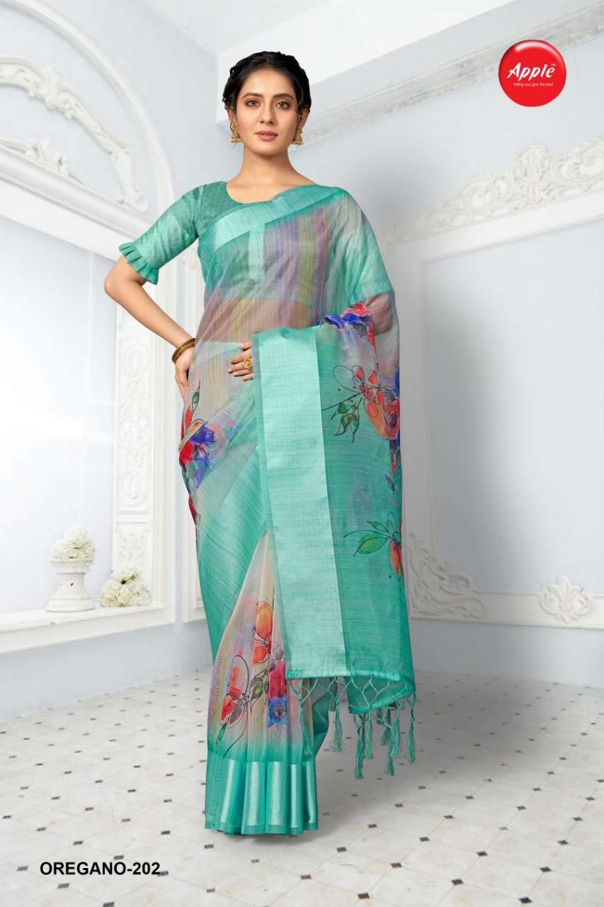 Apple Saree Oregano Vol 2 Organza Silk Printed Saree Catalog