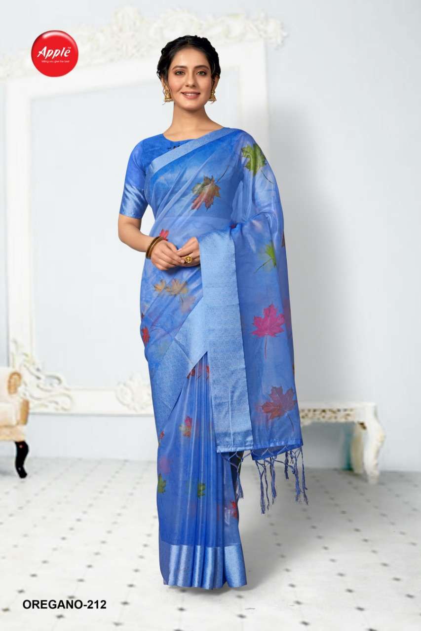 Apple Saree Oregano Vol 2 Organza Silk Printed Saree Catalog