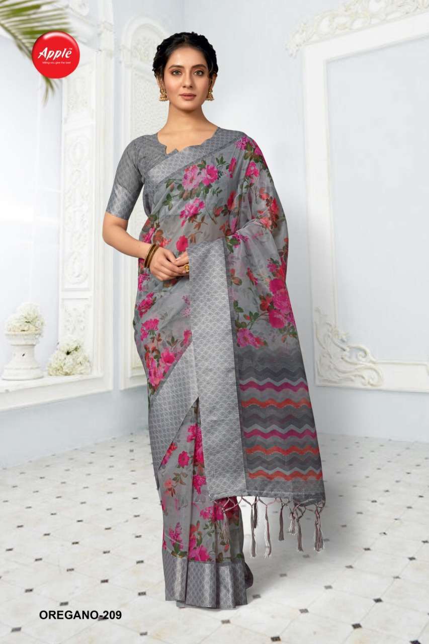 Apple Saree Oregano Vol 2 Organza Silk Printed Saree Catalog