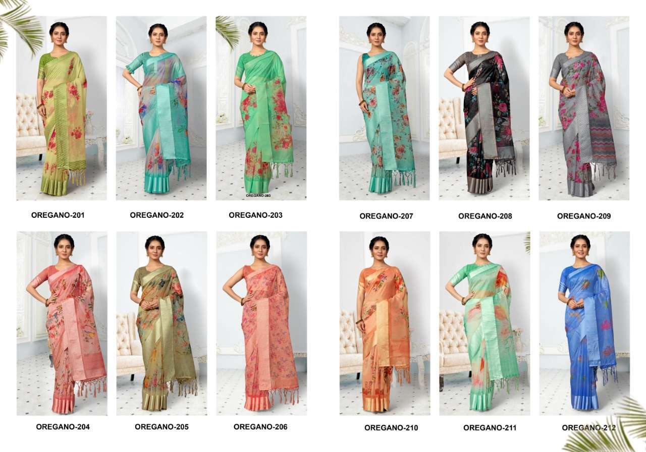 Apple Saree Oregano Vol 2 Organza Silk Printed Saree Catalog