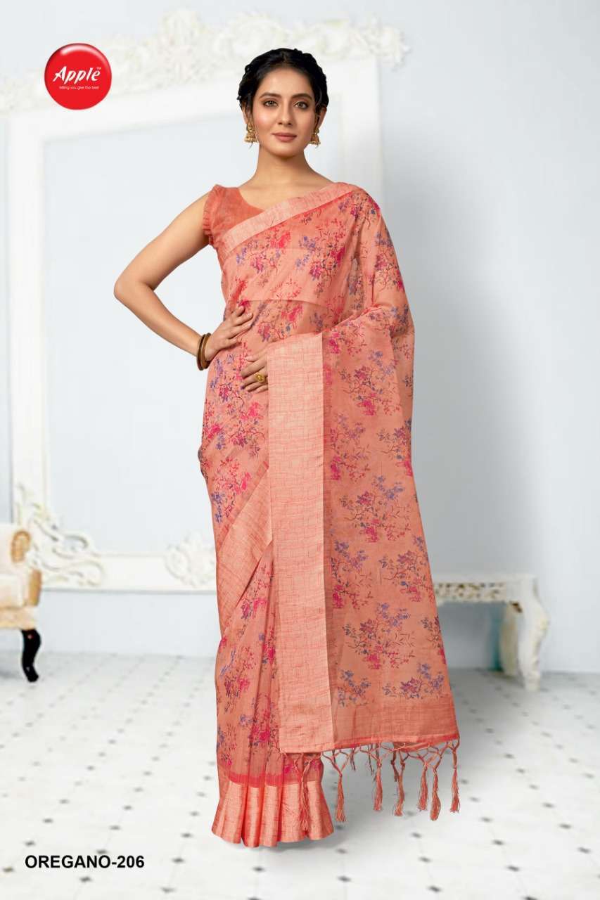 Apple Saree Oregano Vol 2 Organza Silk Printed Saree Catalog