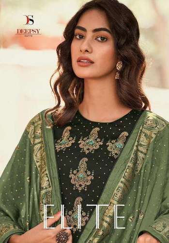 Deepsy Suits Elite Mini Silk Print With Hand Embroidery Designer Suit Catalog
