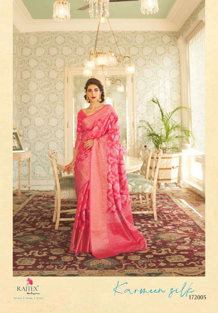 Rajtex Karmeen Silk Handloom Weaving Silk Printed Saree Catalog