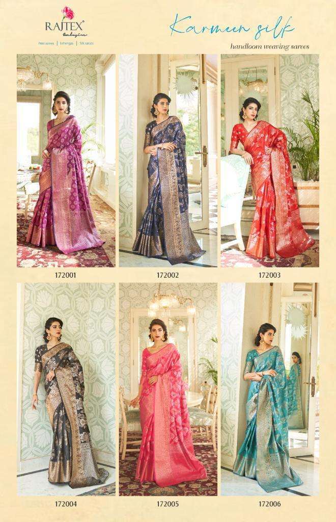 Rajtex Karmeen Silk Handloom Weaving Silk Printed Saree Catalog