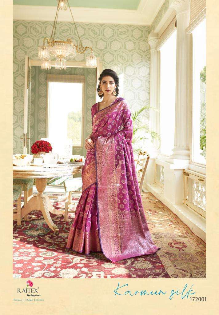 Rajtex Karmeen Silk Handloom Weaving Silk Printed Saree Catalog