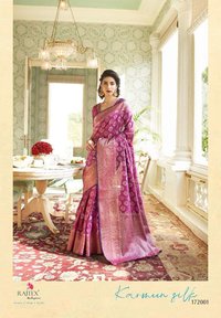 Rajtex Karmeen Silk Handloom Weaving Silk Printed Saree Catalog