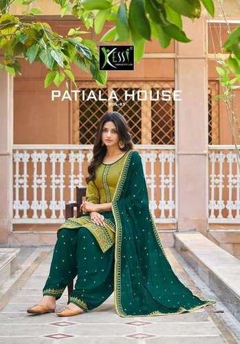 Multi Color Kessi Patiyala House Vol 83 Cotton Silk With Work Patiyala Dress Material Catalog