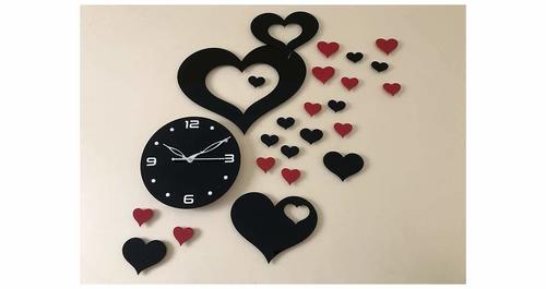 3D Heart Shape Acrylic Wall Clock