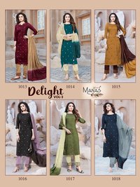 Manas Fab Delight Vol 3 Chinon Silk With Embroidery Work Kurti With Bottom Catalog